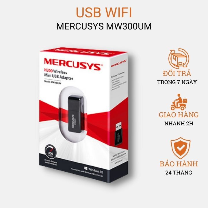 USB wifi Mercusys N มาตรฐาน 300Mbps อะแดปเตอร์ USB MW300UM ตัวรับสัญญาณ wifi สําหรับแล็ปท็อปพีซีของแ