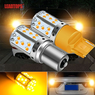 LEADTOPS หลอดไฟ LED ไฟสัญญาณเลี้ยวรถ สีเหลืองอำพัน สีขาว 1156 LED P21W BA15S PY21W BAU15S 3030 35SMD หลอดไฟ Canbus ฟรี T20 7440W21W 1 ชิ้น