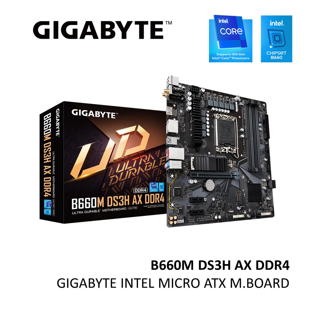 เมนบอร์ด GIGABYTE B660M DS3H AX DDR4 INTEL LGA1700