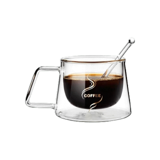 แก้วกาแฟ มีหู 2 ชั้น แก้วมีหู แก้วกาแฟ2ชั้น แก้วชา แก้วน้ำ แก้วสองชั้น