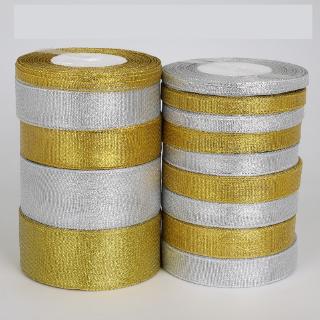 Gold Silver Ribbon 25 Yards 22M Metal Shiny For Wedding Party Christmas Decoration DIY Craft