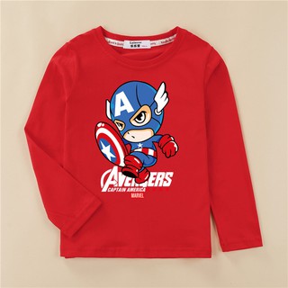 summer cartoon t-shirt boys long sleeve cartoon tops kid shirt👕👚เสื้อยืดเด็ก👚👕กัปตันอเมริกาเสื้อยืด