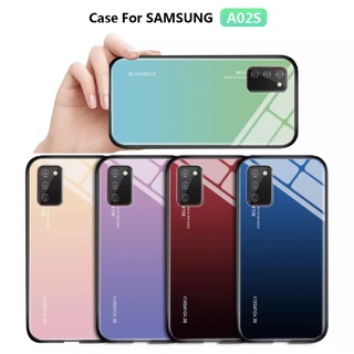 Case Samsung galaxy A02S เคสซัมซุง เคสกระจกสองสี เคสเงาไล่สี ขอบนิ่ม เคสกันกระแทก สีกระจกเทมเปอร์ปลอกแก้วฝาหลังกันชน