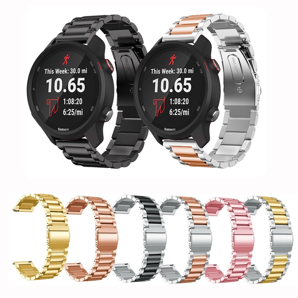 สายนาฬิกาข้อมือ สเตนเลส โลหะ ขนาด 20 มม. สําหรับ Garmin Vivoactive 3 5 Active 5 Forerunner 245 645 55 158 Venu sq Venu 2 Plus