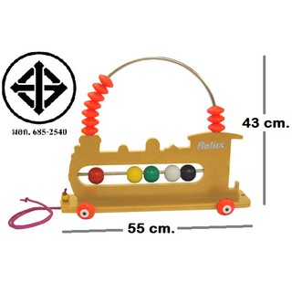 RELUX สื่อการสอนไม้หนาอย่างดี ชุดลากหัวจักรรถไฟ ฝึกการนับเลขเบื้องต้น MDF-15 (สีธรรมชาติ)