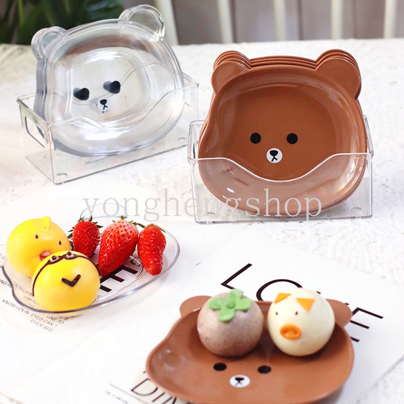 1 ชิ้น น่ารัก หมี จาน ผลไม้แห้ง เค้ก ขนม จาน อาหาร โต๊ะทานอาหาร คาวาอี้ กระดูก ถาด ครัว บนโต๊ะอาหาร ปาร์ตี้ จาน