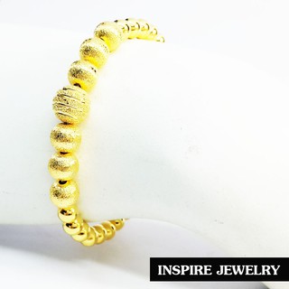 INSPIRE JEWELRYสร้อยข้อมือลายงานแบบร้านทอง ชุบทองแท้ พร้อมถุงกำมะหยี่ ทำซาติน ขัดมัน