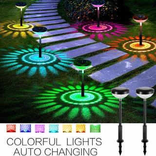 Solar LED Light Outdoor RGB Color Changing Lamp Pathway Lawn Lamp Garden Ground Plug Light Landscape Lighting