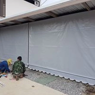 ผ้าใบชักรอกกึ่งสำเร็จรูปสีขาว ฟรีอุปกรณ์ ติดตั้งเอง