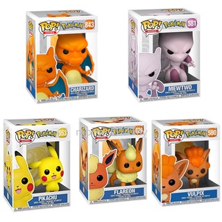 FUNKO โมเดลตุ๊กตา Pop Pokemon Charizard Pikachu Mewtwo Vulpix Flareon ของเล่นสําหรับเด็ก