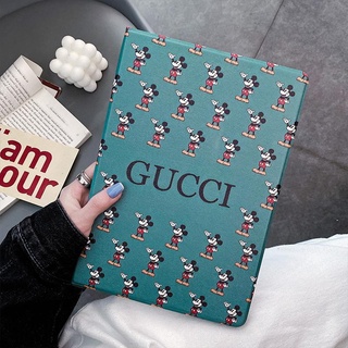 GUCCI for เคสไอแพด   air 1/2/3/4/5   mini 1/3/5 เคส   pro 11 10.2 gen 7/8/9 Airbag tri-fold pen slot case
