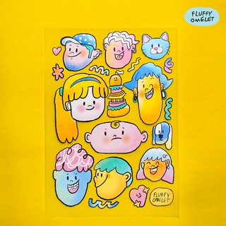 FLUFFY OMELET - BUBBLE HEAD PREMIUM STICKER A6