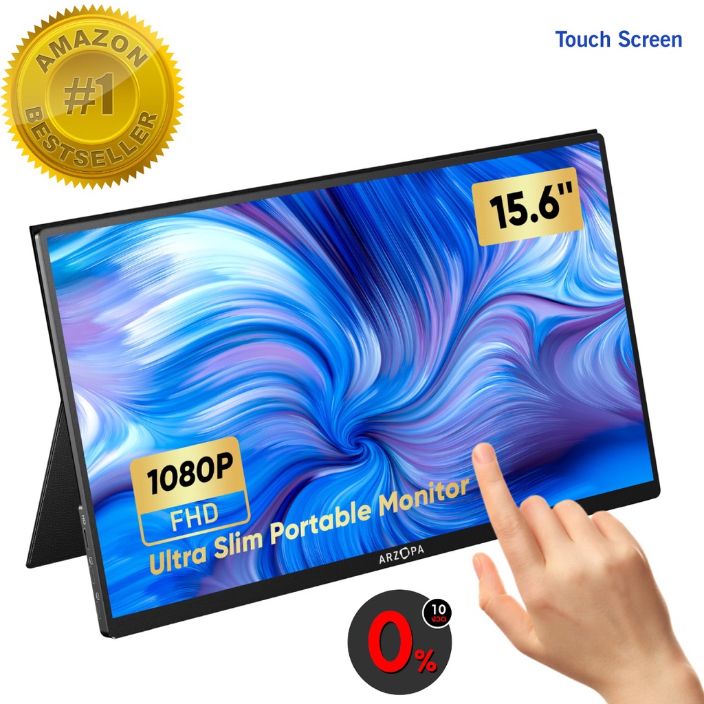 [ผ่อน 0%] Arzopa Portable Touch Monitor จอพกพาแบบสัมผัส,15.6'' FHD 1080P Portable Laptop IPS 100% SRGB - AR156108