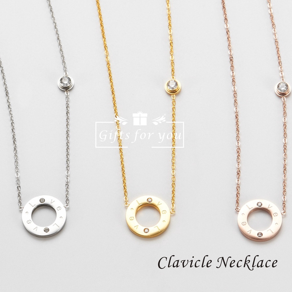 G4U❤N0025 LOVE ไทเทเนียมเหล็ก 18K สร้อยคอโรสโกลด์แฟชั่นสุภาพสตรีสร้อยคอจี้