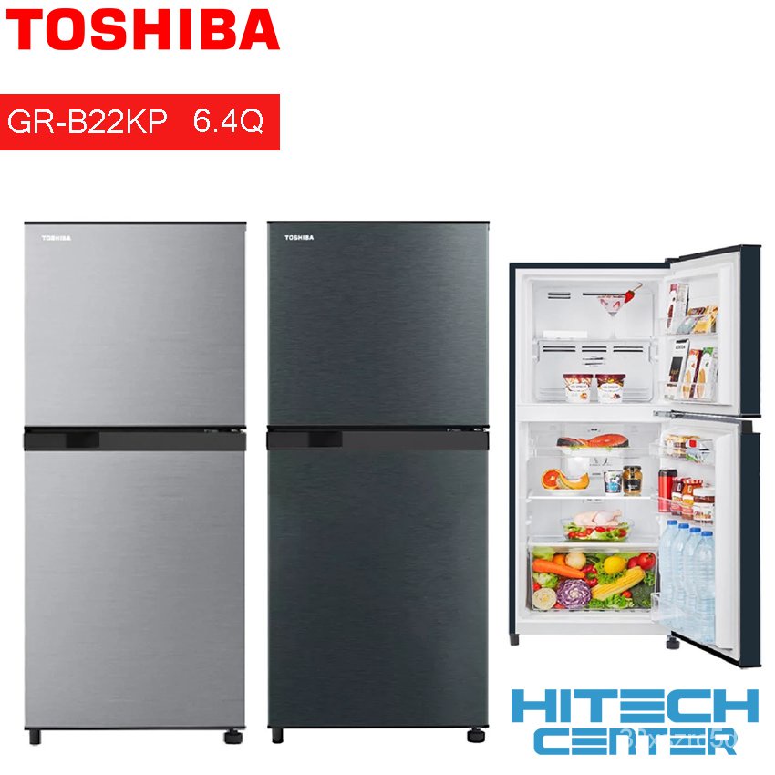 9KAO TOSHIBA ตู้เย็น 2 ประตู โตชิบา ขนาด 6.4 คิว รุ่น GR-B22KP มี 2 สีให้เลือก สีดำBG สีเงินSS มีบริการเก็บเงินปลายทาง ,