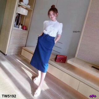 Set 2 ชิ้น เสื้อคอปีน ขอบลูกไม้แขนสั้นทรงตุ๊กตา