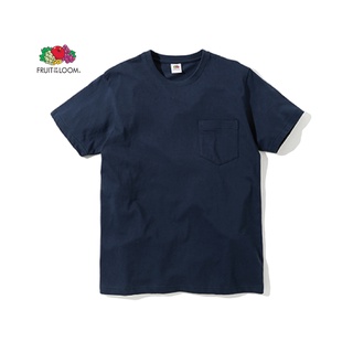 Fruit of The Loom® Classic Premium Navy เสื้อยืดแขนสั้นมีกระเป๋า - กรม