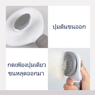แปรงขนสัตว์เลี้ยง หวีกำจัดขน แปรงขน สุนัข แมว กระต่าย แบบมีปุ่มกดดันขนออก