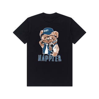 เสื้อยืดผ้าฝ้าย Bear HAPPIER เสื้อยืด / เสื้อยืดผู้ชาย / เสื้อยืดผู้ชายสุดเท่ / เสื้อยืดพรีเมี่ยม / เสื้อยืดล่าสุด / เสื