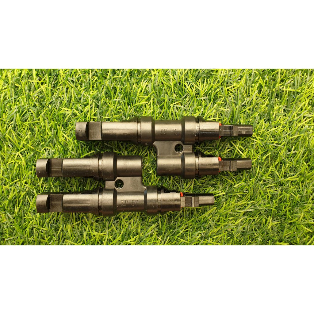 #MC4 Connector 1 to 2 ตัวต่อขนานแผงโซล่าเซลล์แบบ T-Type Solar PV MC4 Branch Connectors #KWS Green So