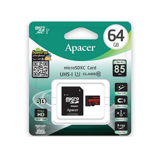 Apacer MicroSDXC UHS-I Class10 (เมมโมรี่การ์ด) 64GB(Apacer AP64GMCSX10U5-R)