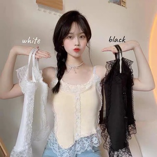 💜MKL💜​พร้อมส่ง เสื้อสายเดี่ยวไหมพรม ขอบลูกไม้3สีสุดเซ็กซี่ #8K10