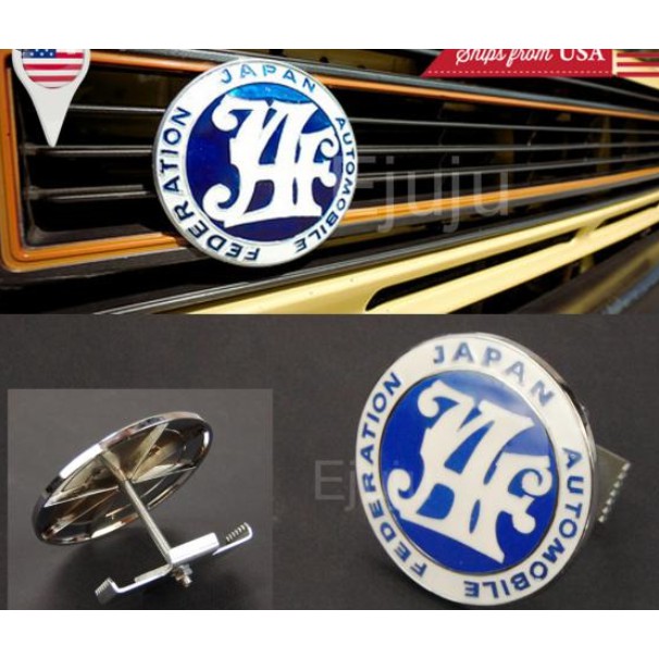 Blue JAF Japan Automobile Federation Front Grill Badge Car JDM Emblem 9cm JAF Logo  โลโก้ติดกระจังหน้าแต่งรถยนต์โตโยต้า