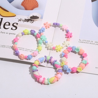 สร้อยข้อมือ ประดับลูกปัดอะคริลิค ลายการ์ตูนน่ารัก สีสันสดใส สําหรับเด็ก
