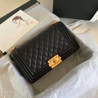 CHANEL Boy 10 Black Caviar Skin หนังแท้💯%