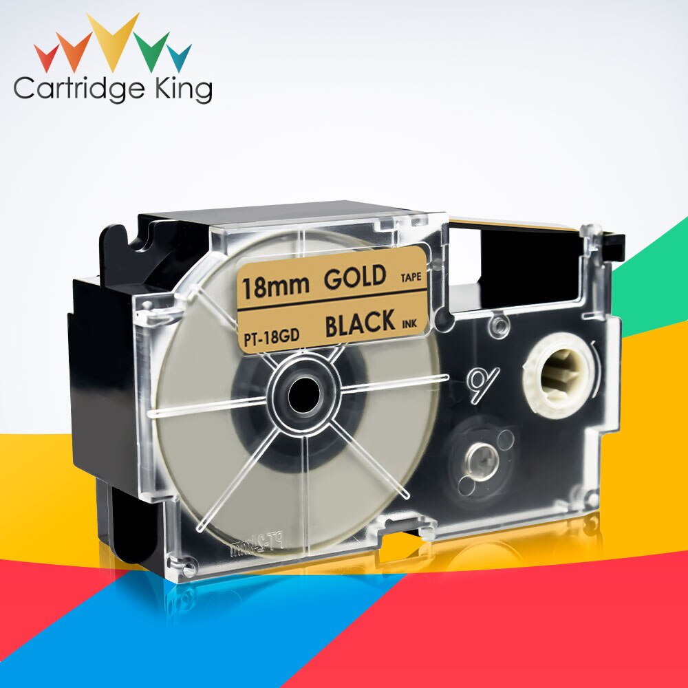 Label Tape 18mm XR-18GD Black on Gold Strong Adhesive Compatible Ribbon for Casio KL-G2 KL-120 KL-13