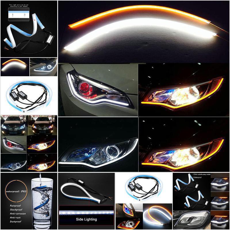 Led YM E-Bright LED Strip Lights – Switchback DRLs For Cars, SUVs & Motorcycles (2x24", Amber/Red) Turn Signal Bulb - Foto 10