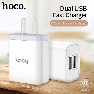 Hoco ของแท้ 100% C50 5V2.1A อะแดปเตอร์ชาร์จเร็ว USB คู่ สําหรับโทรศัพท์ ios และ Android