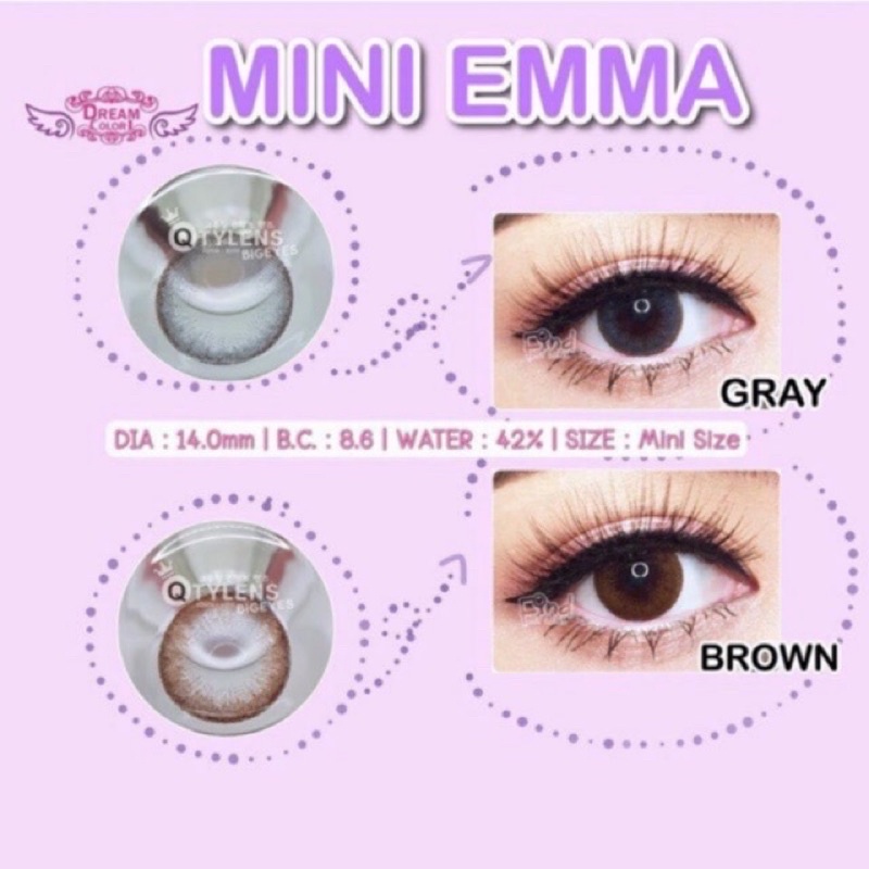 คอนแทคเลนส์ Dream Color1 Mini Emma(Gray,Brown) ค่าสายตา 0.00 ถึง -5.00