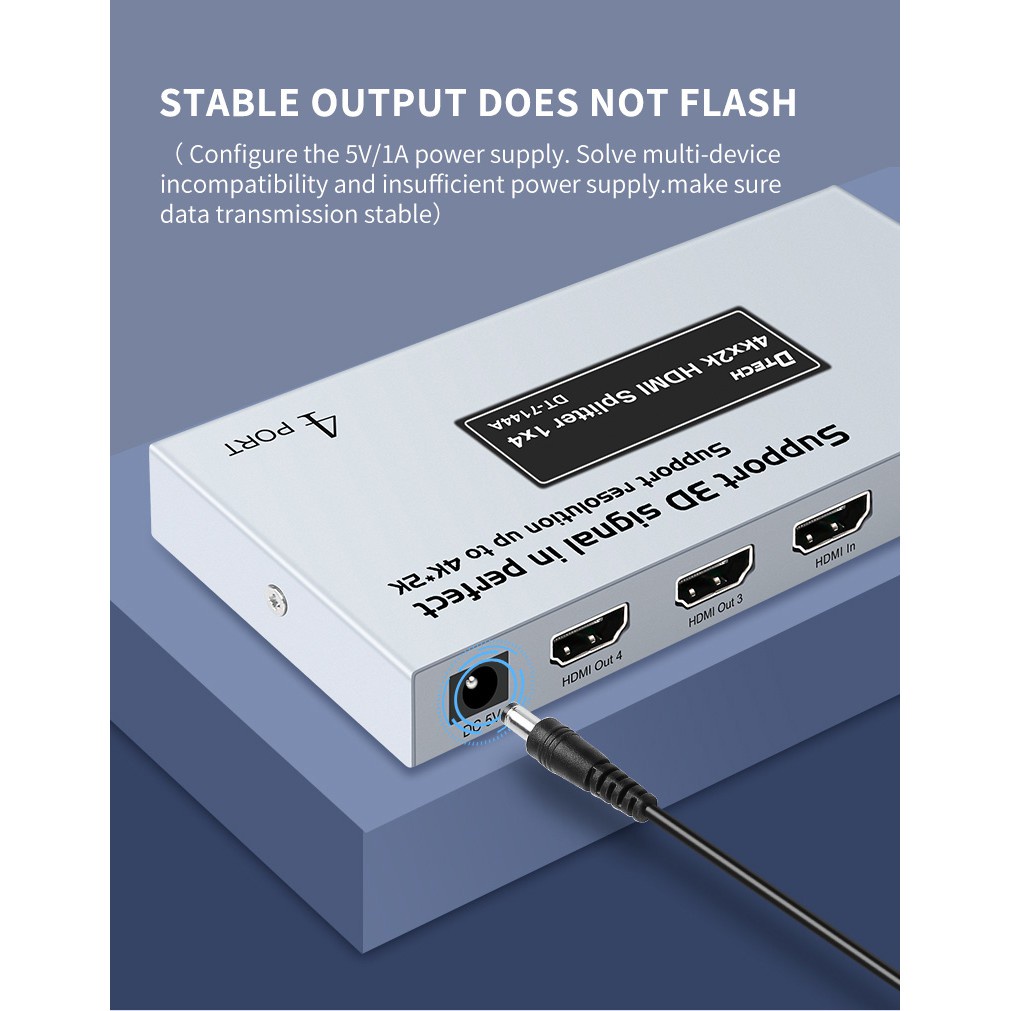 DTECH รุ่น VD041A : HDMI Splitter 1x4--3D ระดับ4Kx2K