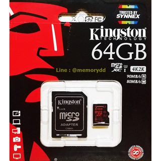 Kingston MicroSD 64GB READ 90MB/S WRITE 80MB/S 4K ประกันSynnex Lifetime