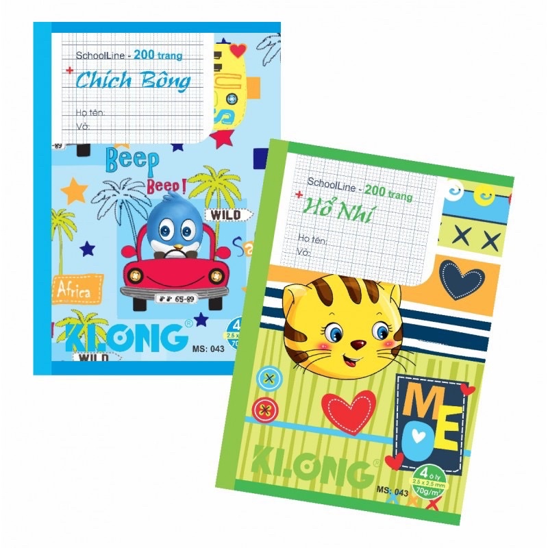 สมุดโน้ตนักเรียน 4 เหลี่ยม 200 หน้า KLONG / HONG HA NEW 2025