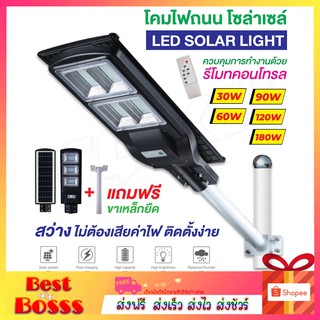 Solar Light LED ไฟโซล่าเซลล์ รุ่น S02B ไฟLED โคมไฟถนน โคมไฟสปอร์ตไลท์ ไฟใหญ่ ไฟสว่างมาก แถมขาตั้งสีขาว โซล่าเซล์