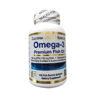 ของแท้ Omega3 โอเมก้า3 Premium Fish Oil 100 เม็ดเจล Softgels California GOLDไม่มีคลอเรสเตอรอล