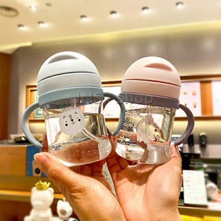 แก้วหัดดืม  250 มล แก้วพลาสติกอนุบาล ใส่นม หลอดนิ่ม พกพาได้ง่าย Childrens straw cup