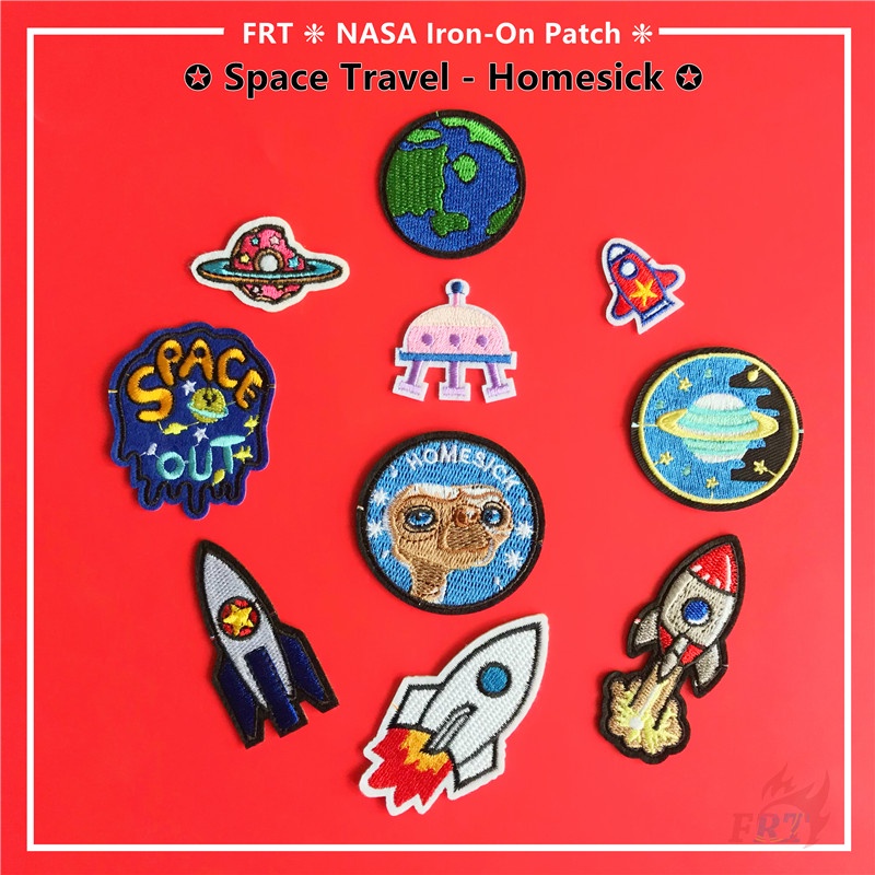 ☸ Space Travel：Homesick – NASA Iron-On Patch ☸ 1Pc UFO Alien Earth DIY Sew on Iron on Badges Patches