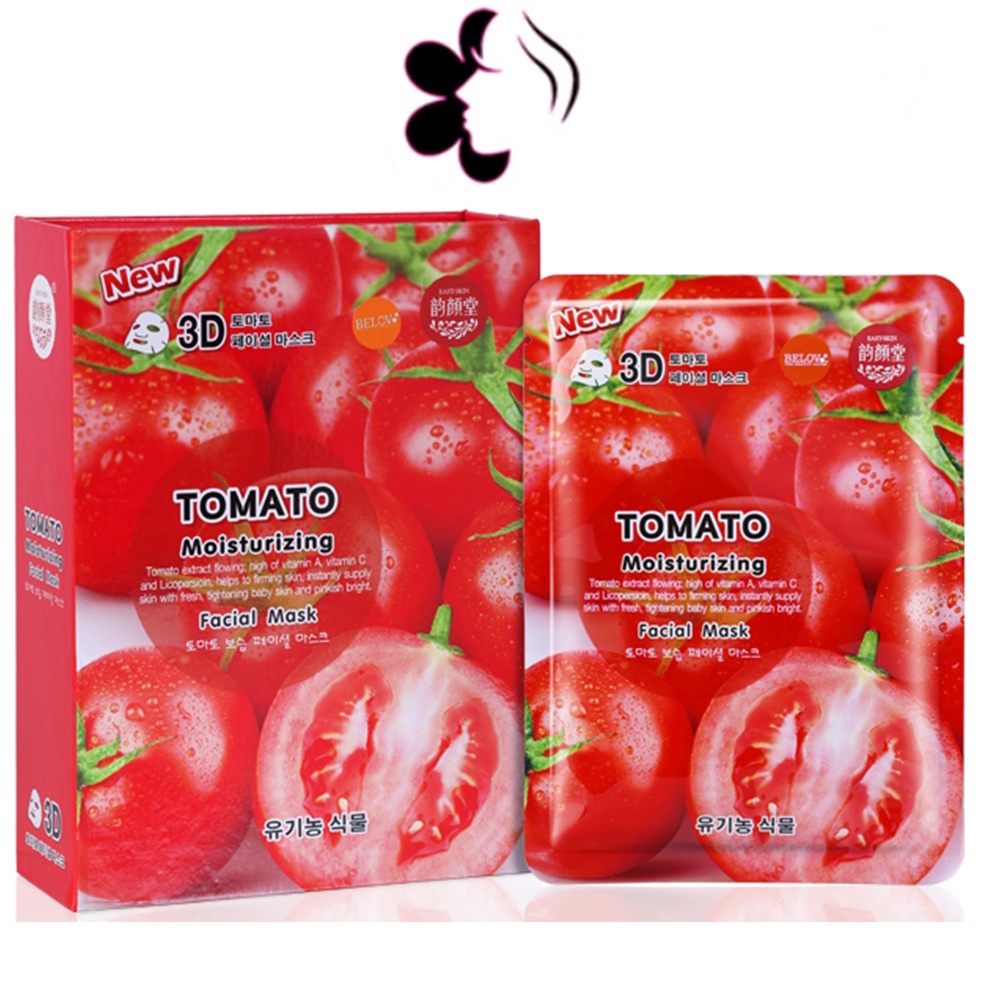 (ยกกล่อง/10ซอง) Belov East Skin 3D Tomato Facial Mask 38ml บีลอฟ อิส สกิน โทเมโท เฟเชี่ยล มาส์คหน้า มะเขือเทศ