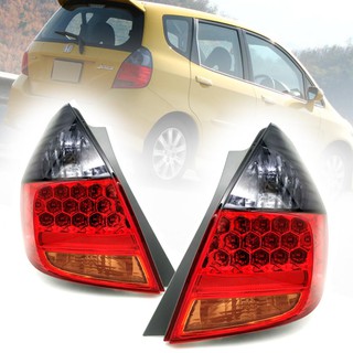 ไฟท้าย ไฟ LED รมดำ รุ่น ฮอนด้า แจ๊ส HONDA JAZZ ปี 2003 - 2007 ข้างซ้าย + ข้างขวา / LH + RH 1 คู่