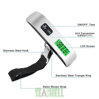 Seashell02* 50kg LCD Digital Electronic Luggage Scale Portable Suitcase Hanging Weight
