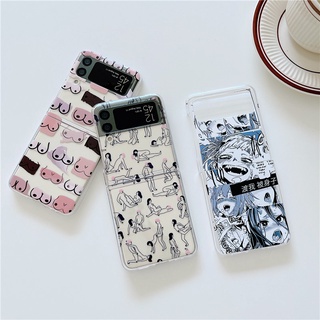 ใหม่ เคสโทรศัพท์มือถือ PC แบบแข็ง ใส กันกระแทก ลายศิลปะแอนิเมชั่น สําหรับ Samsung Galaxy Z Flip 4 5G Z Flip 3