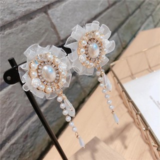 ✨BELLA✨Korean fashion earrings silver needle chiffon pearl geometric temperament female