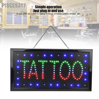 Pisces317 Tattoo Shop LED Sign Piercing Store Open with Chain Accessory EU Plug 250V