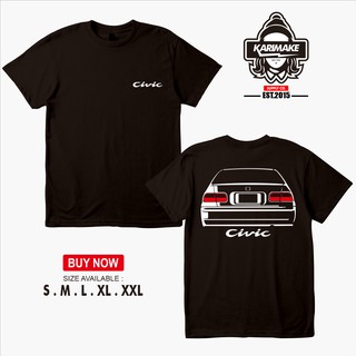 เสื้อยืดผ้าฝ้ายพิมพ์ลายแฟชั่น เสื้อยืด พิมพ์ลายรถยนต์ Honda Civic Genio REAR