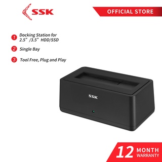 SSK USB 3.0 to SATA Hard Drive Docking Station Laptop External Hard Drive Enclosure with UASP for 2.5 &amp; 3.5 Inch HDD SSD, Support 5 Gbps and 16 TB