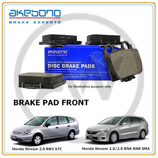 AKEBONO Honda Stream 2.0 RN3 S7C 2000-2005 Stream 1.8/2.0 RN6 RSZ SMA 2006-2014 ผ้าดิสเบรคหน้า