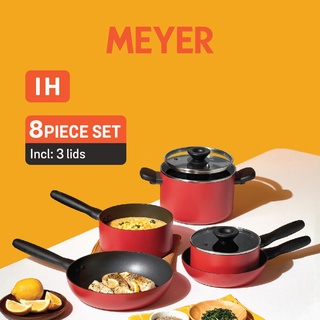 MEYER Bauhaus Induction ชุดเครื่องครัว 8 ชิ้น - กระทะทอด และหม้อพร้อมฝา Cookware set (14213-TE12)